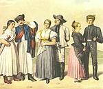 Magyar, szlovák, német viselet (Orlai ház)