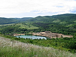 kilátás a hegytetőről a "tó" felé