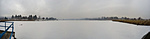 Víztározó-menti panoráma a hóesésben